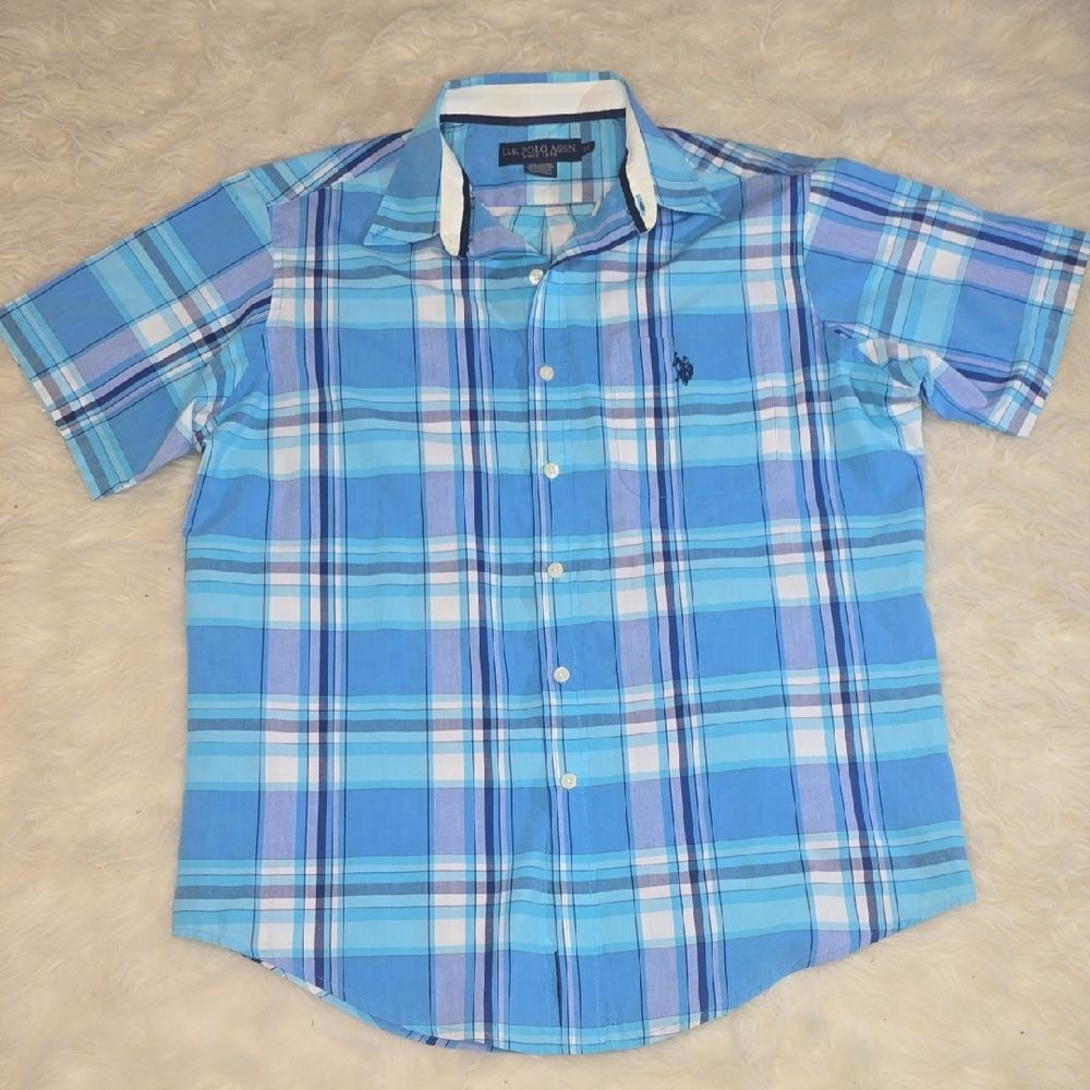 U.S. Polo Assn. Light Blue Checkered Shirt